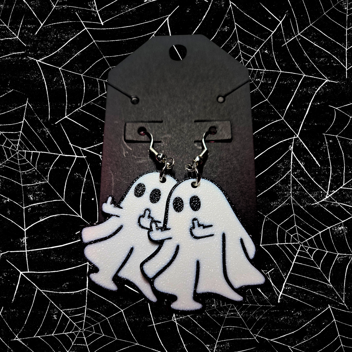 Middle finger Ghost earrings