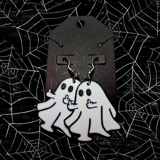 Middle finger Ghost earrings