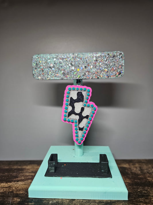 RTS Cow print Lighting bolt